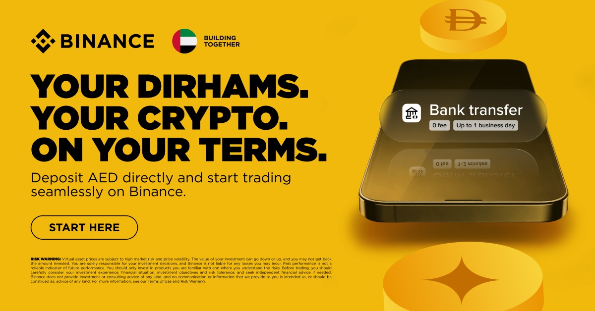 UAE ADCB bank and Binance offer fiat crypto on and off ramping at zero fees